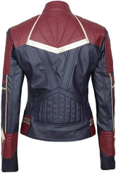 Premium Quality Carol Danvers New Captain Marvel Cosplay Red and Blue Leather Jacket for Women